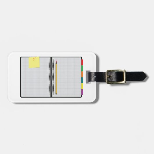 Open Grafiekpapier Notitieboek met Potlood Bagagelabel (Voorkant horizontaal)