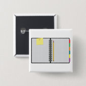 Open grafiekpapier notitieboek met potlood vierkante button 5,1 cm (Voorkant /achterkant)