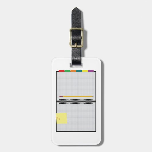 Open Graph Paper Notebook with Pencil Bagagelabel (Voorkant verticaal)