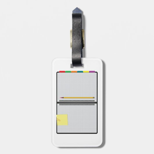 Open Graph Paper Notebook with Pencil Bagagelabel (Achterkant verticaal)