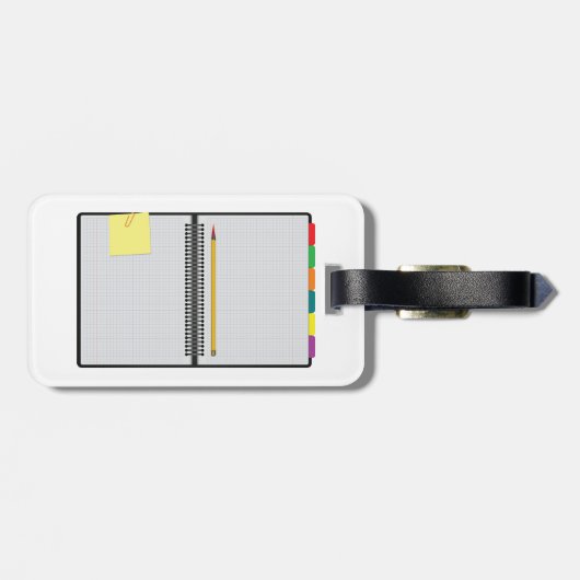 Open Graph Paper Notebook with Pencil Bagagelabel (Achterkant horizontaal)