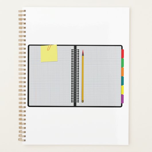 Open Graph Paper Notebook with Pencil Planner (Voorkant)