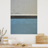 'Open' grijze en Blauwgroen Abstracte kunst Poster (Keuken)