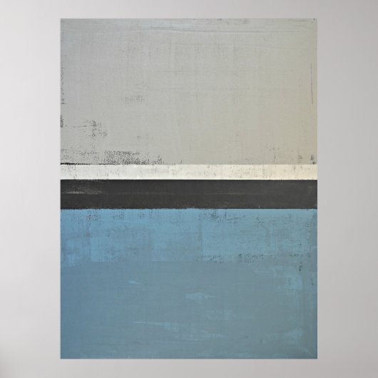 'Open' grijze en Blauwgroen Abstracte kunst Poster (Voorkant)