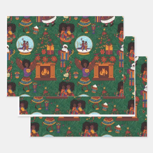 Open haard en Kente stof Inpakpapier Vel (Set)