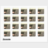 Open haard en kerstboom vierkante sticker (Vel)
