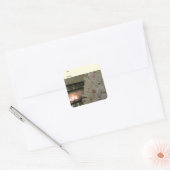 Open haard en kerstboom vierkante sticker (Envelop)