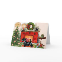 Open haard en Schotse Terriër Christmas Kaart