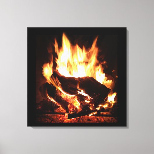 Open haard Flame Wall Art Canvas Afdruk (Voorkant)