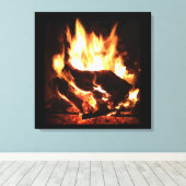 Open haard Flame Wall Art Canvas Afdruk (Insitu (Houten vloer))