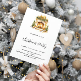 Open haard gezellige home tree kerstfeest kaart