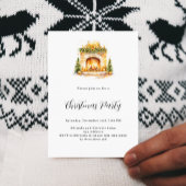 Open haard gezellige home tree kerstfeest kaart