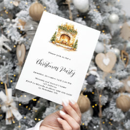 Open haard gezellige home tree luxe kerstfeest kaart