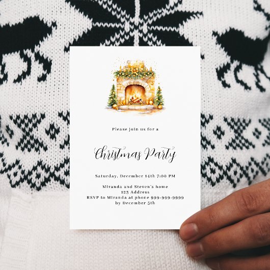 Open haard gezellige home tree luxe kerstfeest kaart