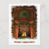 Open haard ingericht voor Kerstmis Feestdagenkaart (Voorkant)