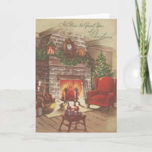 open haard kerst Kaart