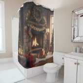 Open haard Kerstmis Douche Gordijn (In situ)