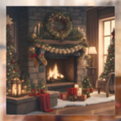 Open haard Kerstmis Venster Cling Raamsticker (Vel 2)