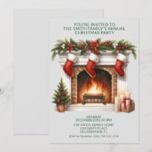 Open haard Kousen Cadeaus Groen Feest Kaart (Voorkant / Achterkant)