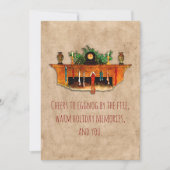 open haard kousen Holly Cosy Christmas Feestdagenkaart (Voorkant)