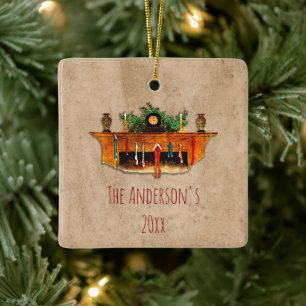  open haard kousen Holly Cosy Christmas Keramisch Ornament