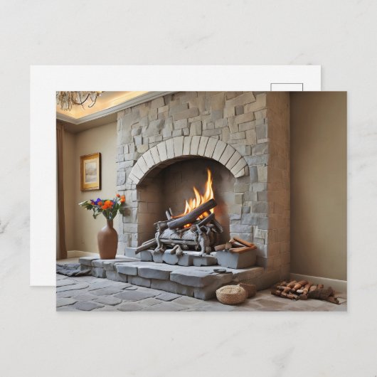 Open haard thuis briefkaart (Voorkant / Achterkant)