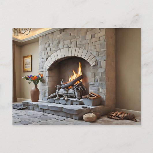 Open haard thuis briefkaart (Voorkant)