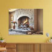 Open haard thuis canvas afdruk (Insitu (Woonkamer))
