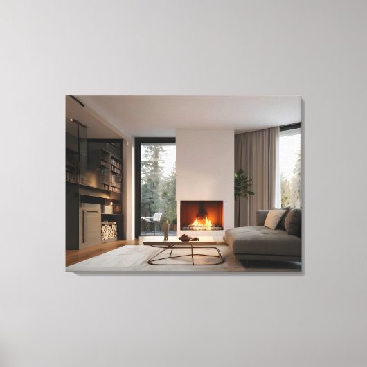 Open haard thuis canvas afdruk (Voorkant)