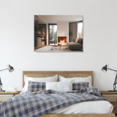 Open haard thuis canvas afdruk (Insitu (Slaapkamer))