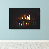 Open haard thuis canvas afdruk (Insitu (Houten vloer))