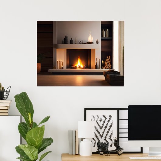 Open haard thuis poster (Thuiskantoor)