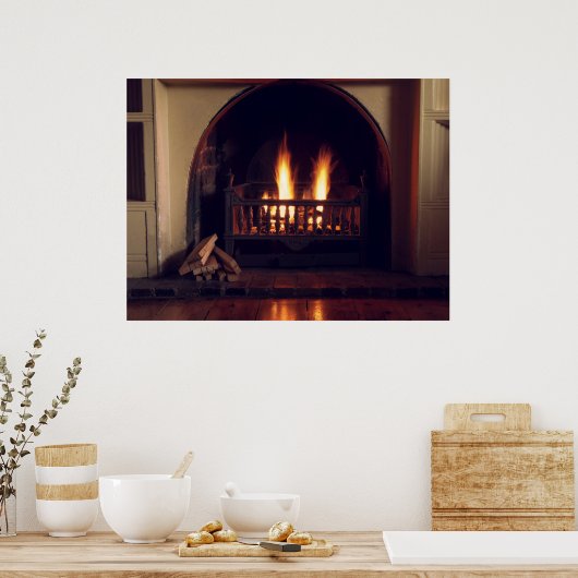 Open haard thuis poster (Keuken)