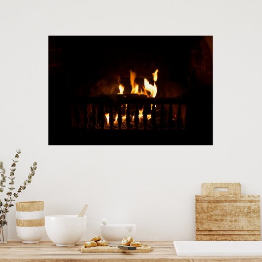 Open haard thuis poster (Keuken)