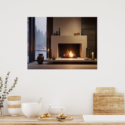 Open haard thuis poster (Keuken)