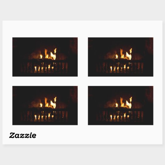 Open haard thuis rechthoekige sticker (Vel)