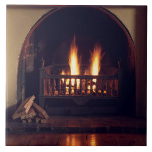 Open haard thuis tegeltje