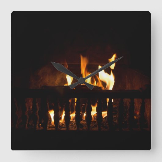 Open haard thuis vierkante klok (Voorkant)