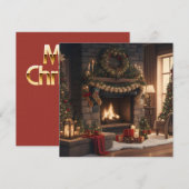Open haard Vrolijke Kerst Kaart (Voorkant / Achterkant)