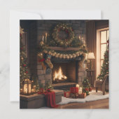 Open haard Vrolijke Kerst Kaart (Voorkant)