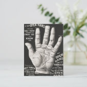 Open hand, handlijnkunde briefkaart (Staand voorkant)