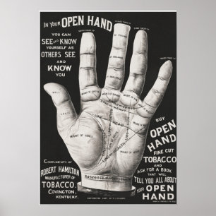 Open hand, handlijnkunde poster