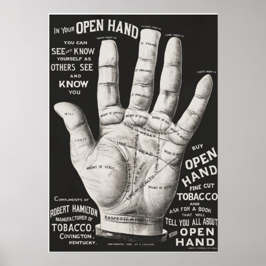Open hand, handlijnkunde poster (Voorkant)
