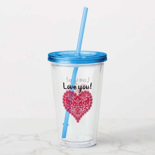 Open hart acryl drinkbeker (Achterkant)