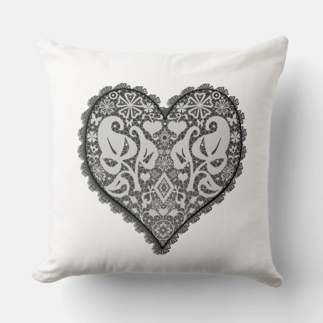 Open hart, bruiloft, vintage, verloving, cadeau kussen (Voorkant)
