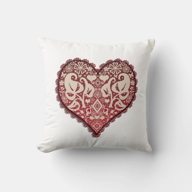 Open hart, bruiloft, vintage, verloving, cadeau kussen (Voorkant)