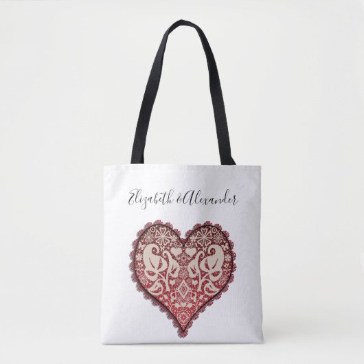Open hart, bruiloft, vintage, verloving, cadeau tote bag (Voorkant)