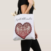 Open hart, bruiloft, vintage, verloving, cadeau tote bag (Dichtbij)
