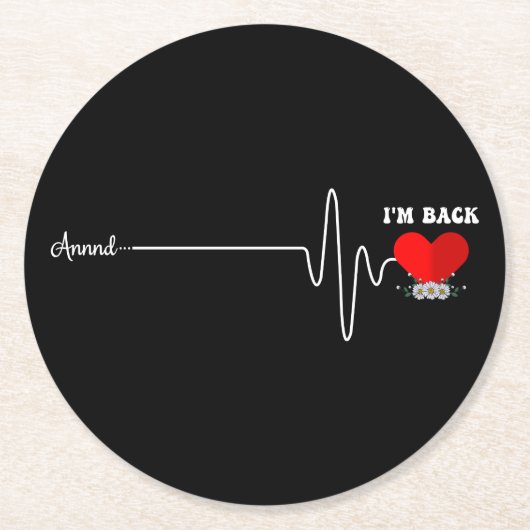 Open hart bypass operatie overlevende hartaanval ronde kartonnen onderzetter (Voorkant)