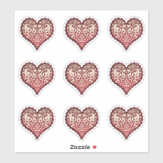 Open hart, gezicht, hart, liefde, vintage sticker (Vel)